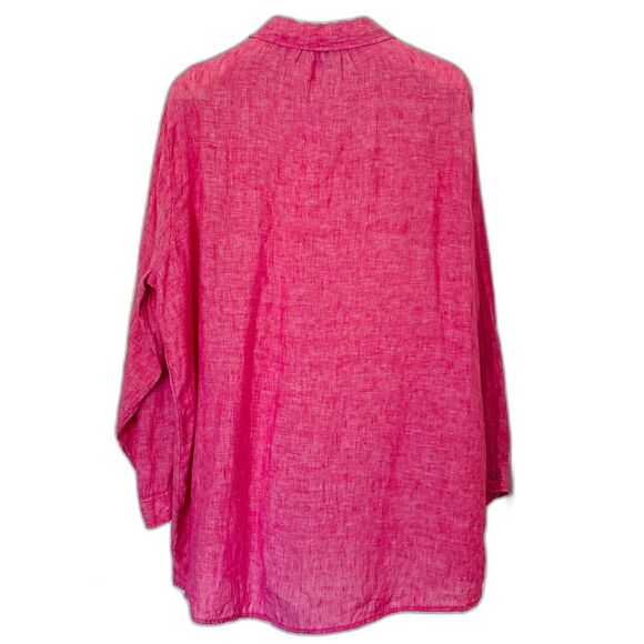 JONES NEW YORK Pink 100% Linen Pop Over Long Sleeve Lagenlook Top SIZE 2X - Picture 6 of 8